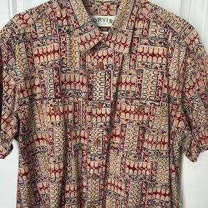 Orvis Men's Red and Blue Geometric Shirt. New W/O Tags. Large.